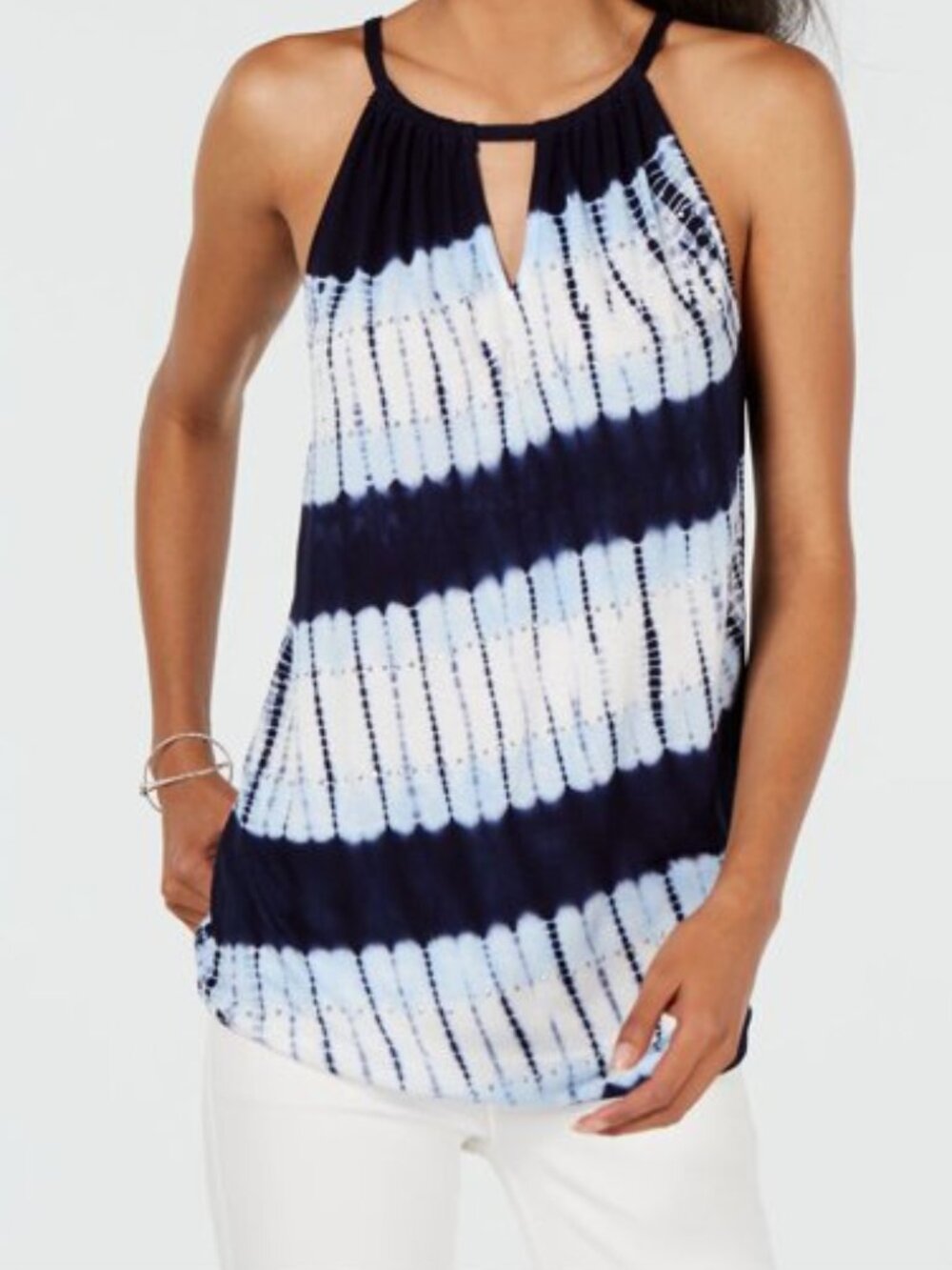 Studded Key Hole Tie Dye Halter Top